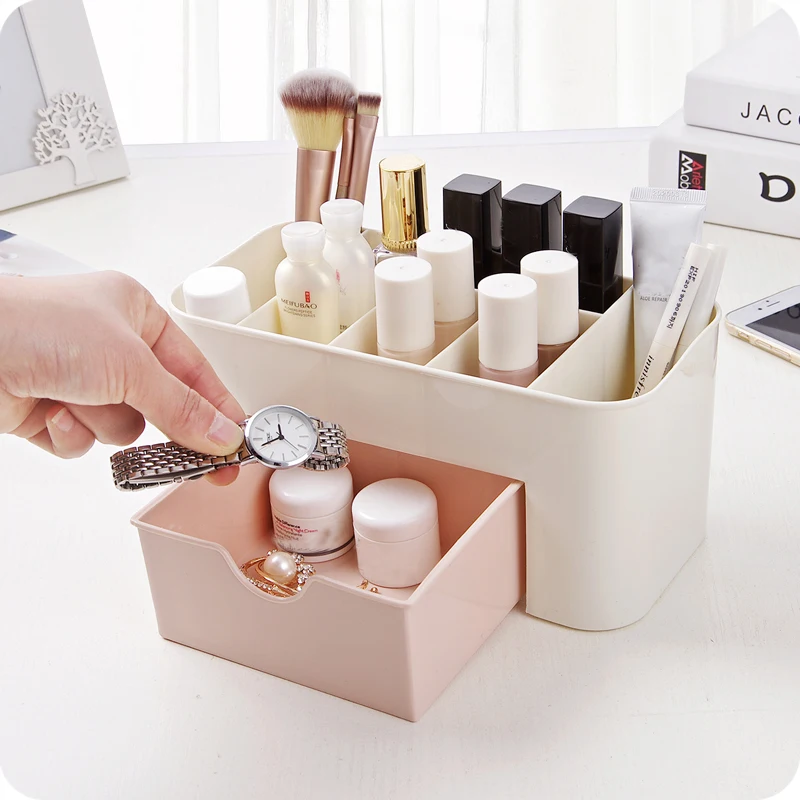 Новая многофункциональная пластиковая коробка для макияжа, шкатулка для хранения косметики, органайзер с маленьким ящиком, органайзер для мелочей, коробки
