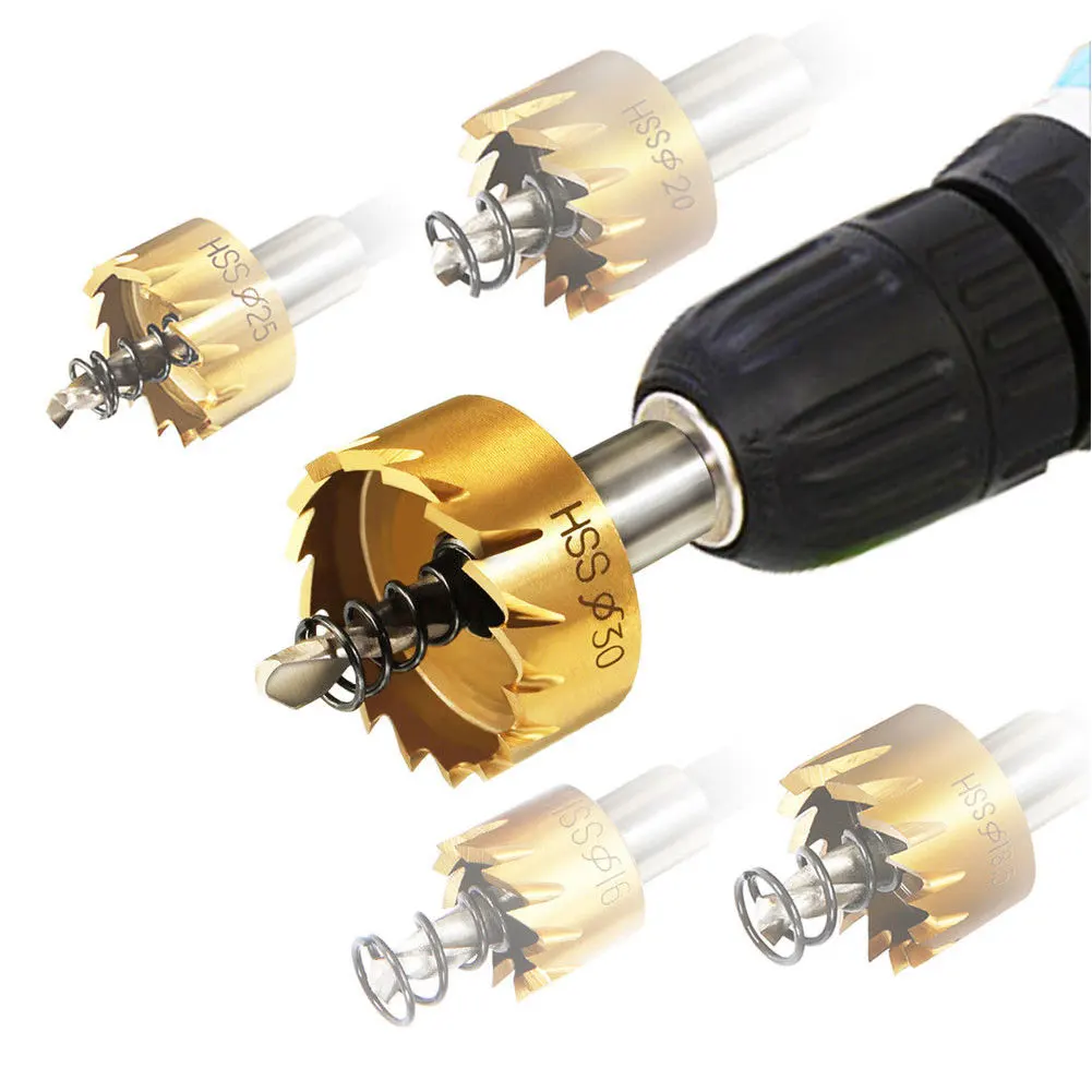 

5PCS/Set Hole Saw Metal Plate HSS Steel Tooth Kit Durable Tools Drill Bit Cutter 16/18.5/20/25/30mm