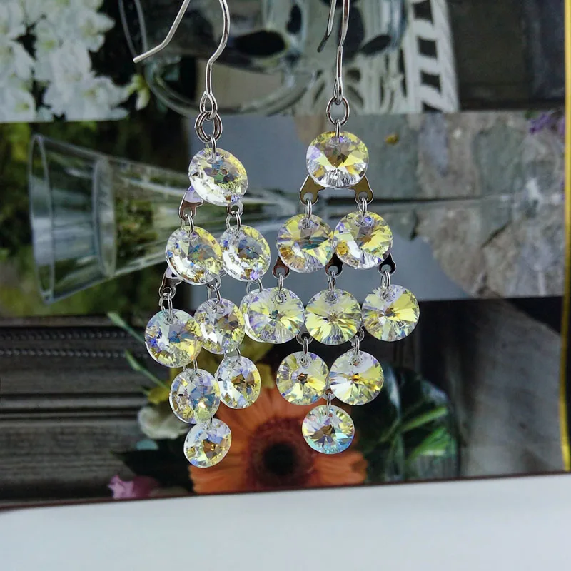 

high-grade anti allergy earrings earrings female temperament crystal pendant earrings Korean clothing accessories