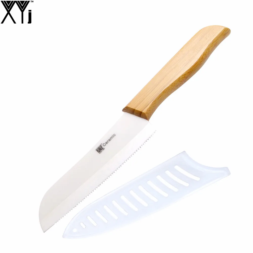 Best Serrated Bread Ceramic Knife XYJ Brand Bamboo Handle Kitchen