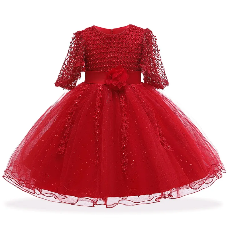 Г. Костюм принцессы Детские платья для девочек, одежда праздничное платье с цветочным рисунком для девочек Элегантное свадебное платье для девочек, одежда для детей от 3 до 10 лет - Цвет: Red