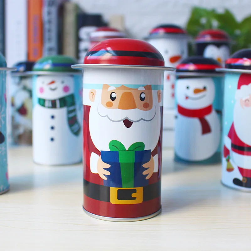

Cartoon Christmas Small Tea Caddy Storage Box With Cover Wedding Favor Tin Box Cord Organizer Container For Kid Packaging Gifts
