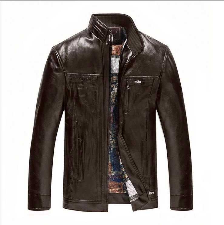 New Arrivals Winter Men s Leather Jacket Casual Stand Collar Hooded Leather font b Coat b