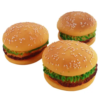 

Pet Dogs Chew Play Toys PVC Hamburger Dog Cat Puppy Training Squeaker Sound Plush Slippers Vegetable Feed Toys