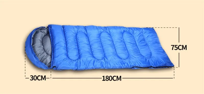 Saco de Dormir com Capuz Viagem de Acampamento 180 plus 30 Interior ao ar 950g 75 cm Outono Inverno Primavera Livre Envelope Térmico Caminhadas Resto Capa 4 950g (180 + 30) * 75 cm