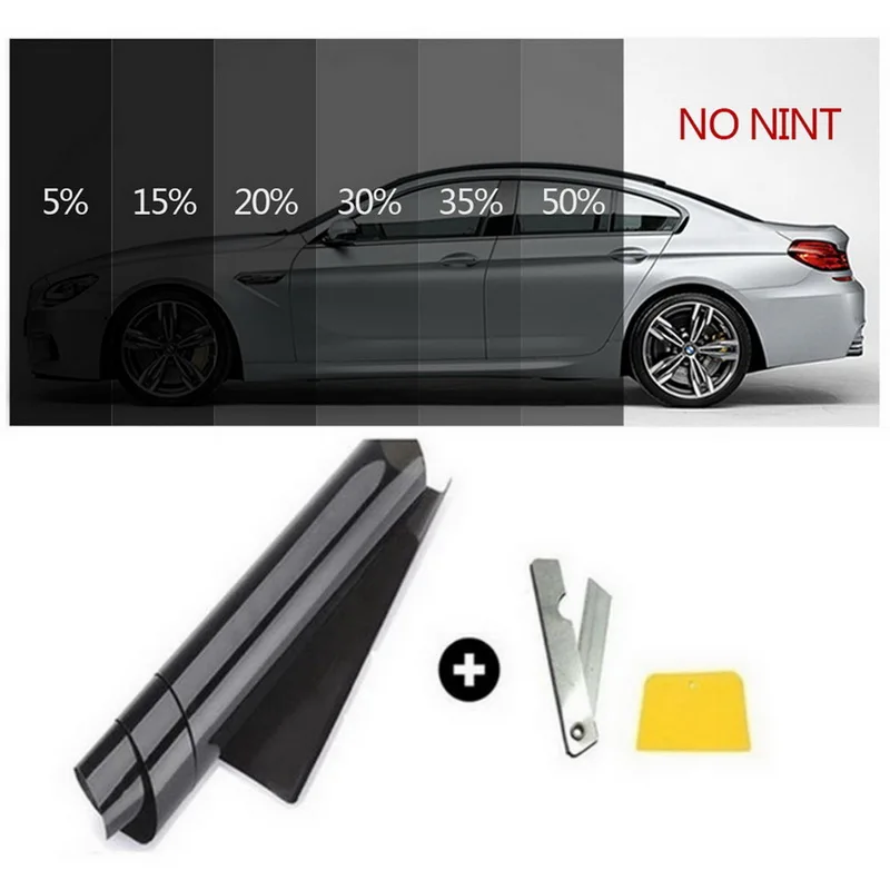TOSPRA 50cmx300cm Dark Black Car Window Tint Film Glass Cars Auto Solar Protection Summer For Car Side Window House With Tool