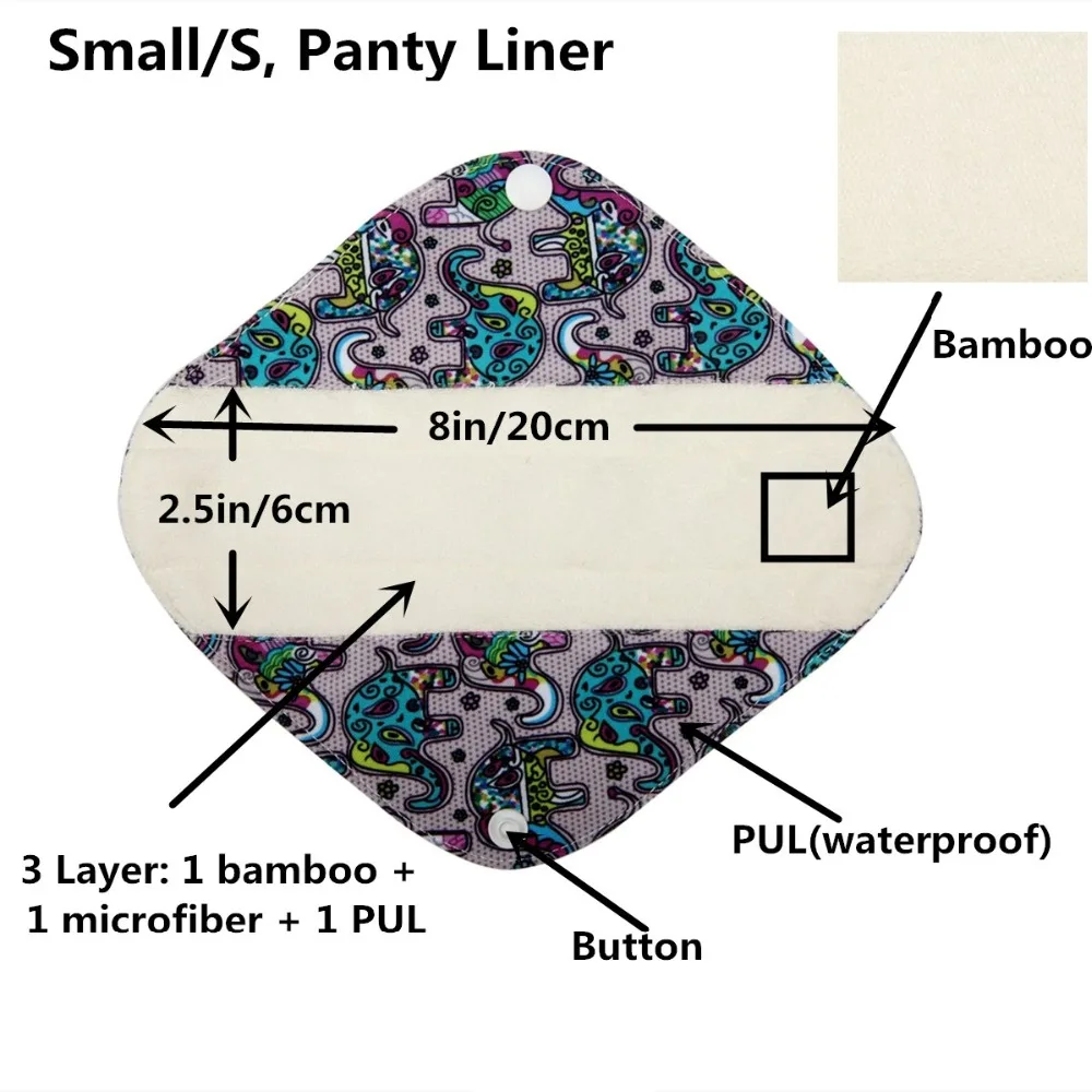 [Sigzagor] s m XL бамбуковая тканевая менструальная прокладка Mama тканевая гигиеническая многоразовая моющаяся подкладка для трусиков