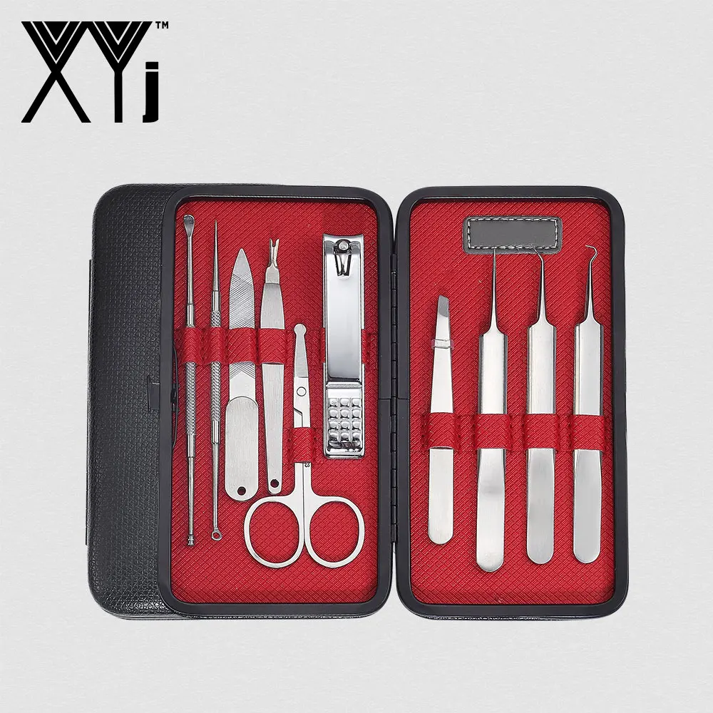 

XYj 10PCS/Set Multifunctional Manicure Set Blackhead Remover Tool Nail Art Tool Sets Nail Clipper Kit Acne Tweezer Beauty Tools