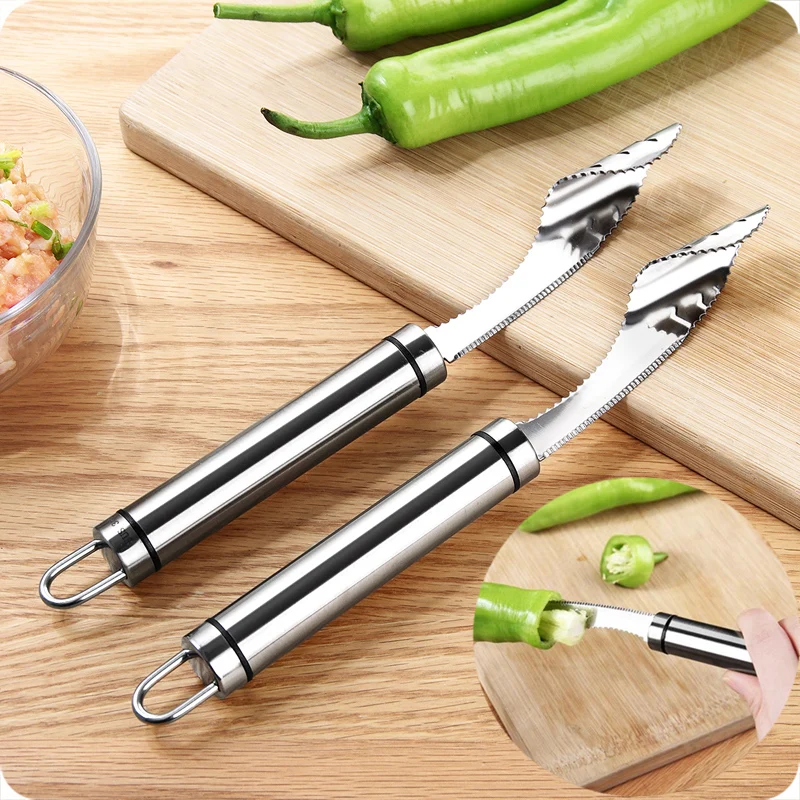 Stainless steel tomato Chili Corer Jalapeno peppers seeded Remover separator digging knife fruit
