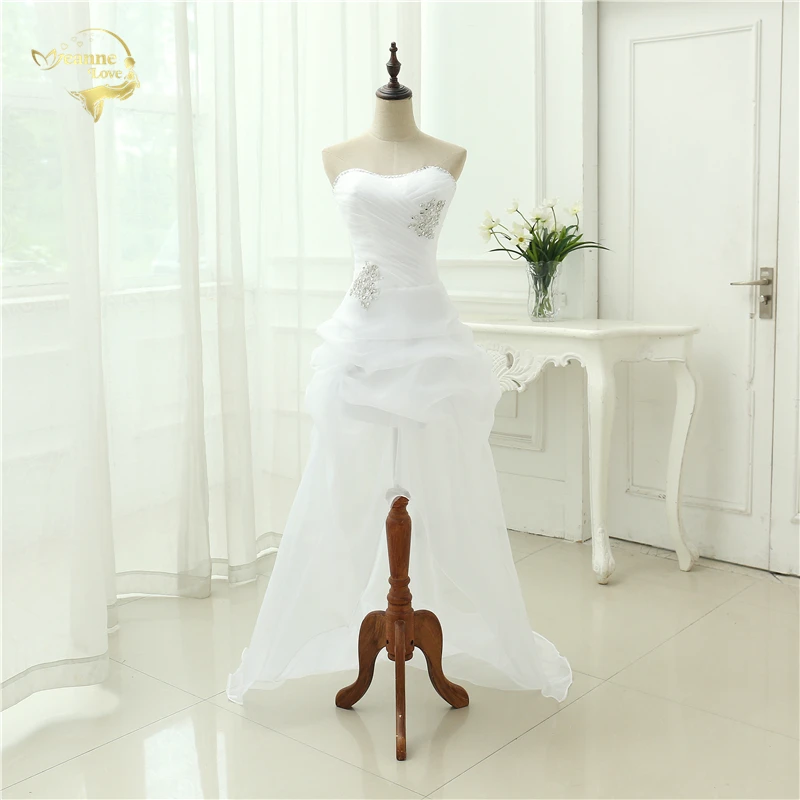 2014 New Free Shipping Cheap Price Women Sweetheart Beading Front Short Back Long White Ivory Wedding