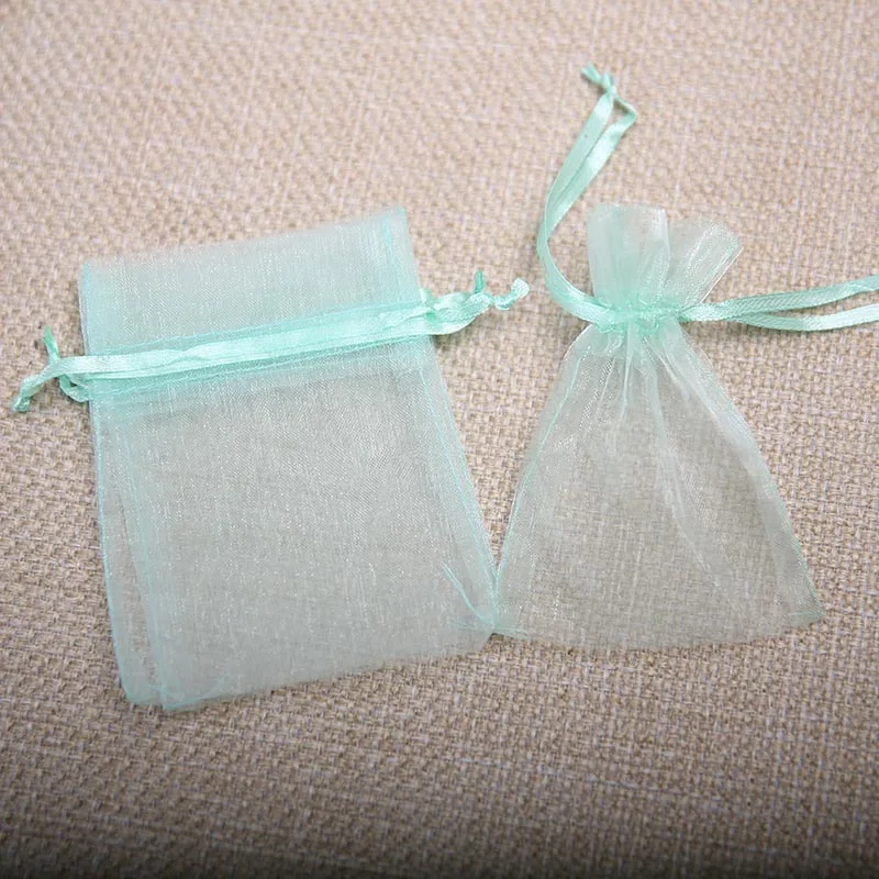 7.5*10cm 20pcs/lot Green Multicolor Organza Jewelry Gift Bags Cheap Small Drawstring Bag Wedding Christmas Packaging Sack