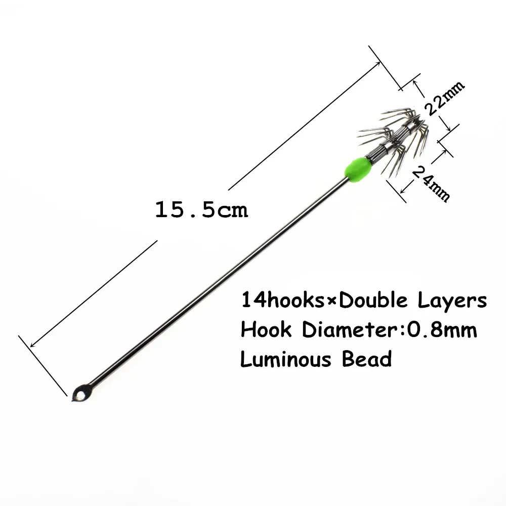10pcs stainless steel Double Layers umbrella Squid cuttlefish octopus Fishing Hooks Jigging Fishhook