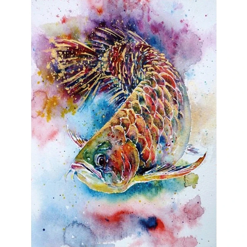 

Full 5D DIY Diamond Painting kit Colored big fish Cross Stitch Diamond Embroidery Patterns rhinestone Mosaic home decor L25