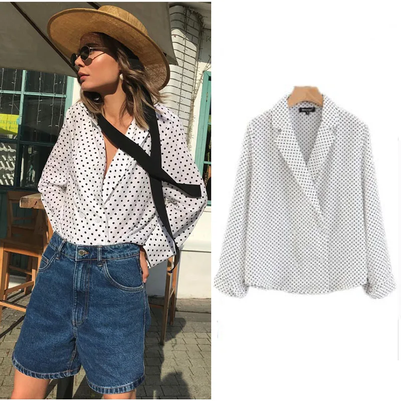 JXYSY blusa feminina кимоно blusas mujer de mod рубашка в горошек с вырезами Женские топы и блузки