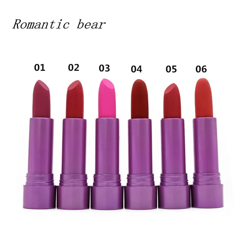 Brand New 6 Color Matte Lipstick Waterproof Long Lasting Makeup Purple