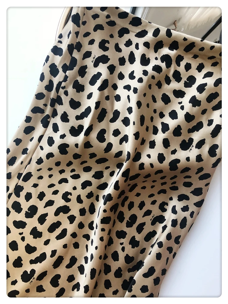 Шелк атлас Наоми-Дикие Вещи Леопард Эластичная Высокая талия Женская Дикая сторона легко 90's скользящая юбка