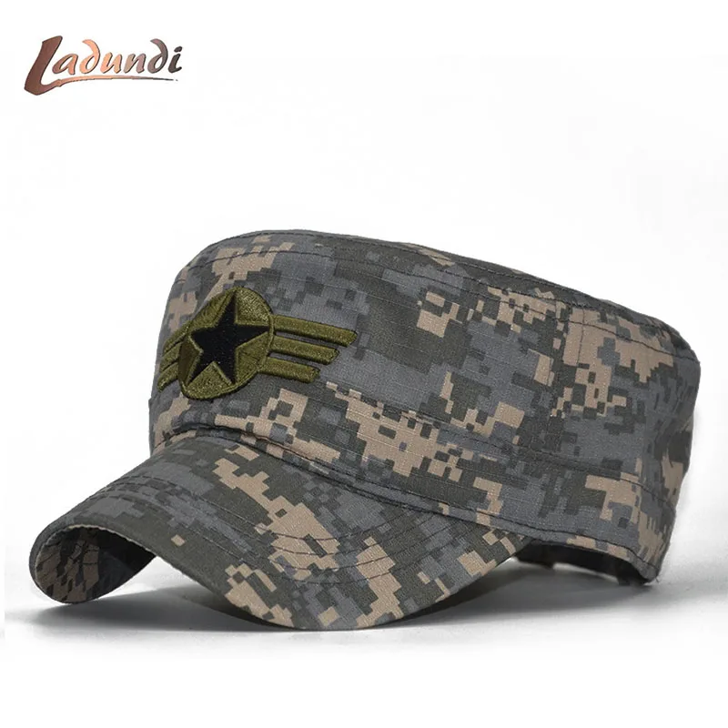 

LADUNDI 2018 Outdoor Sport Snapback Caps Camouflage Hat Star Acu Brand Snapback Army Hats For Men Flat Top Hat Dad Hat