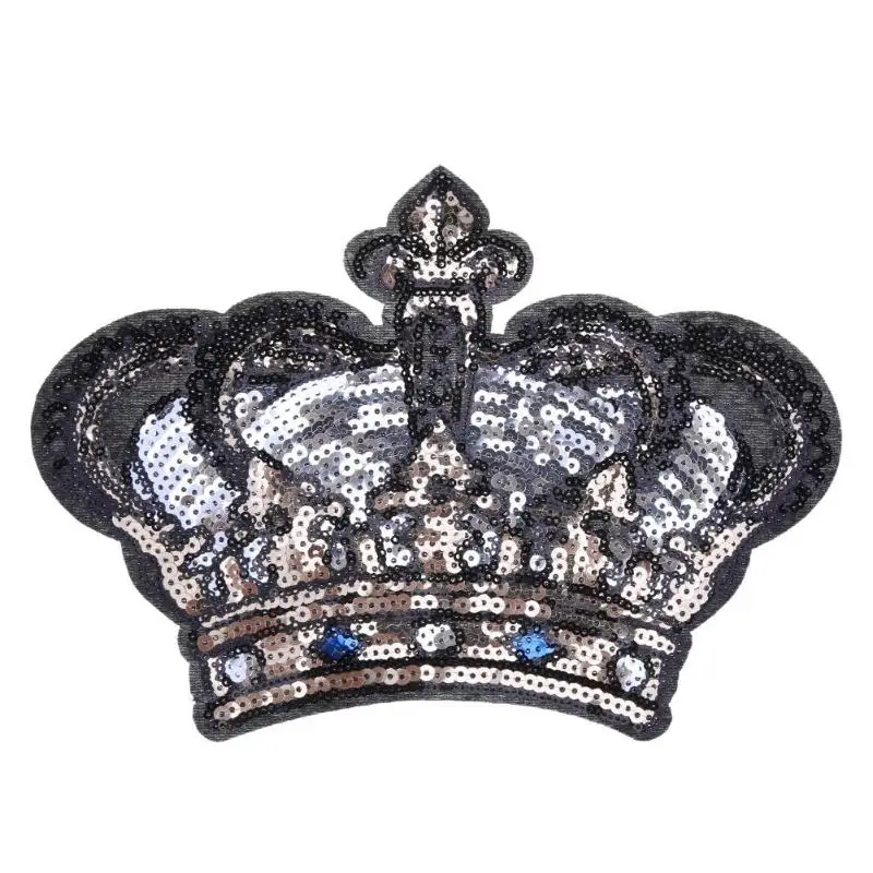 

Clothes Patches Pasters DIY Cloth Sequins Embroidery Sticker Embroidered Chapter Crown Pattern Clothing Bags Decorative