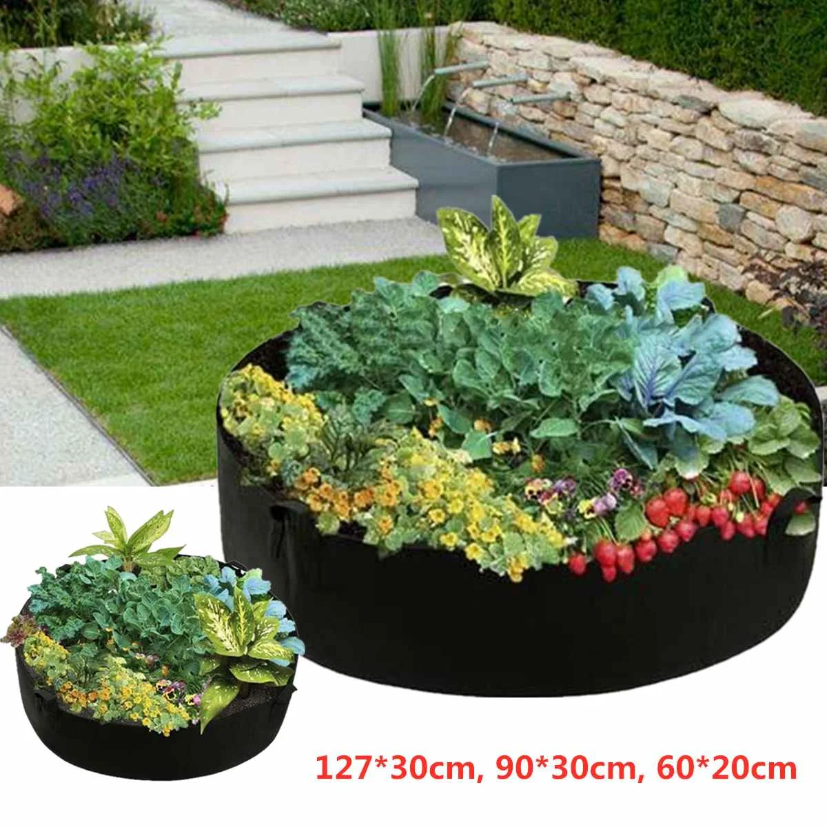 

Garden Raised Plant Bed Flower Planter Elevated Vegetable Box Planting Grow Bag Round Planting Container GrowBags Nursery Pot