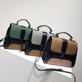 

2019 Girls Totes Casual Women's Fashion Hit Color Hand-Hold Dual-Use Shoulder Bags Buckle Handbag Clamshell Bag