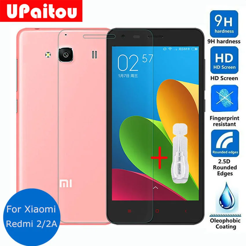 UPaitou закаленное стекло для Xiaomi Redmi 3 2 1S 1 защита экрана 9h Защитная пленка Note Note2 Note3 3S