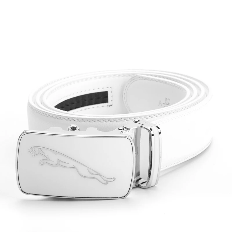 

Jaguar 2017 New Business Luxury Designer Belts Men High Quality Male Genuine Real Leather Wedding Strap Jeans Waistband White