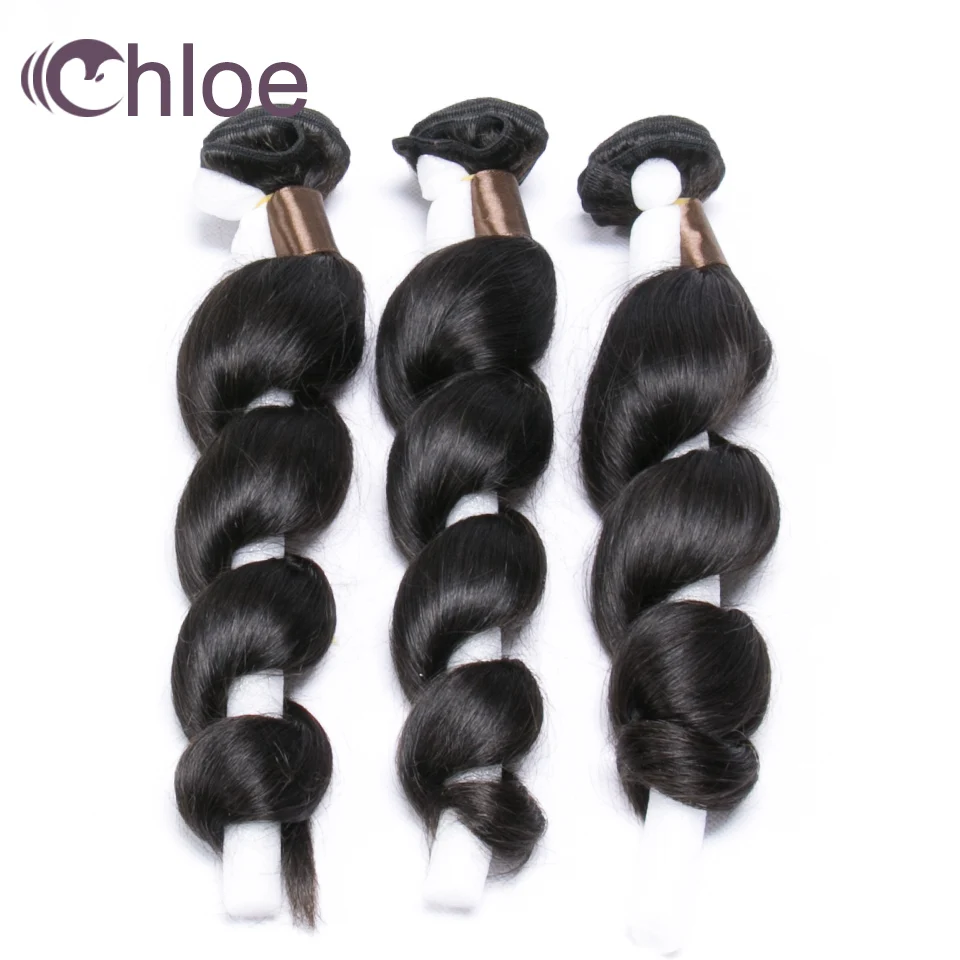 

Chloe Hair Malaysian Loose Wave 3 Bundles Remy Hair Extensions 8-30 Inch Natural Black Color 100% Human Hair Weave Bundles