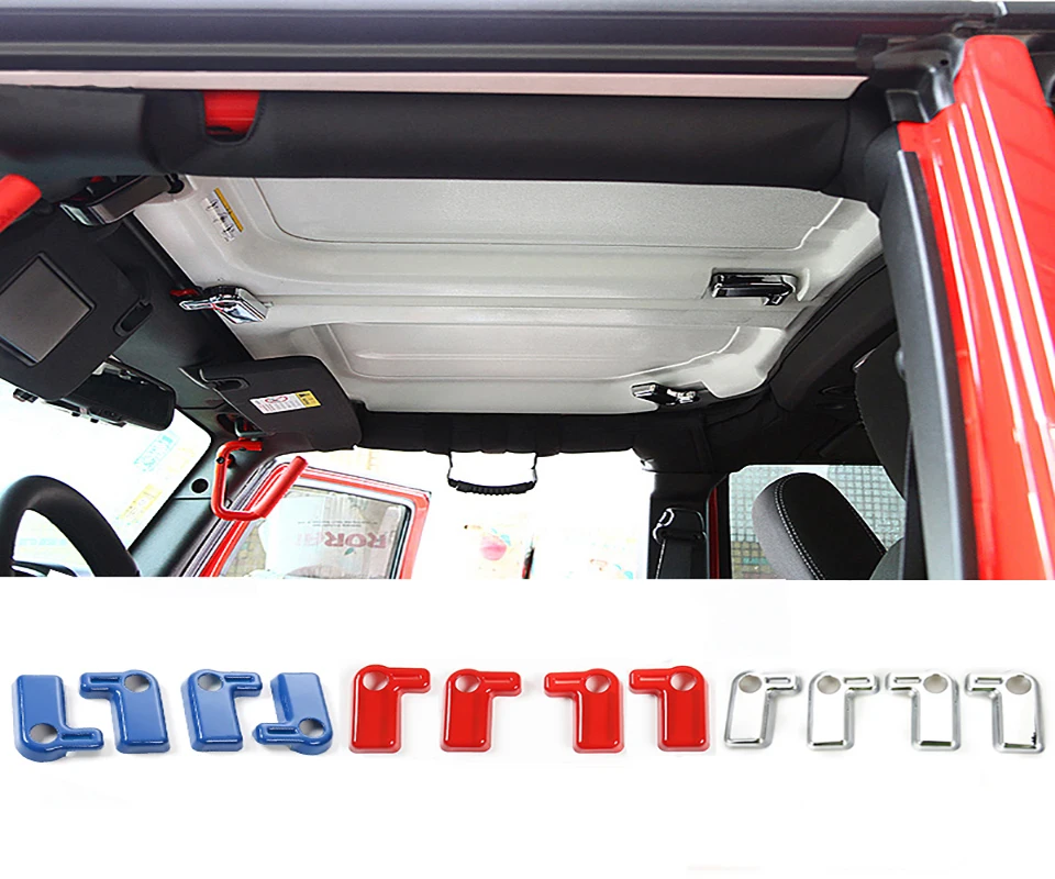 SHINEKA ABS Car Interior Top Demolition Switch Roof Handle Decoration Cover Stickers For Jeep Wrangler JK 2008-2017 Accessories