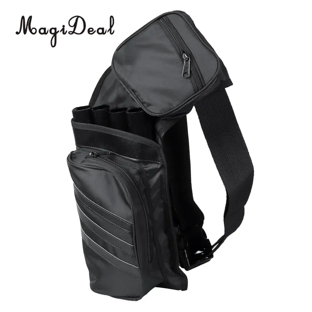 MagiDeal Archery Arrow Quiver Holder Belt Waist Recurve Bow Hunting 4 Tubes Black Back Side Quiver