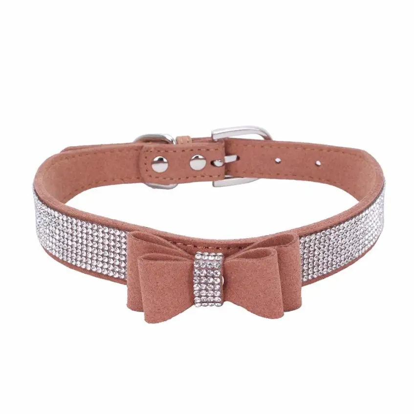 Exquisite Adjustable Bowknot Diamond bling pet collars for dogs Puppy