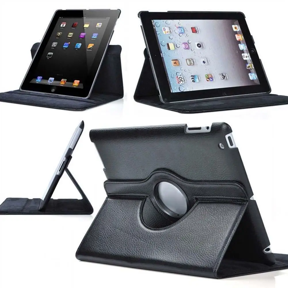 

Cover For Apple iPad 9.7 iPad 1 2 3 Case PU Leather Flip Smart Stand 360 Rotated Folio Leather Smart Cover w/Screen Protector Fi