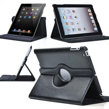 

Cover For Apple iPad 9.7 iPad 1 2 3 Case PU Leather Flip Smart Stand 360 Rotated Folio Leather Smart Cover w/Screen Protector Fi