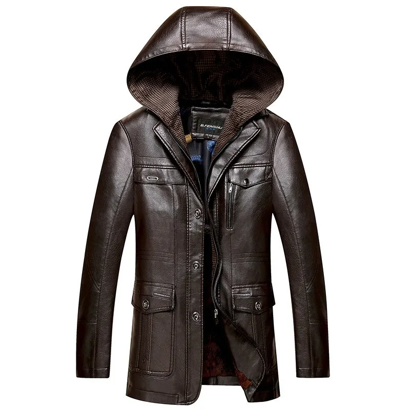 Новая зимняя мужская деловая Повседневная овечья кожа флисовая утолщенная теплая куртка с капюшоном мужская куртка - Цвет: Brown
