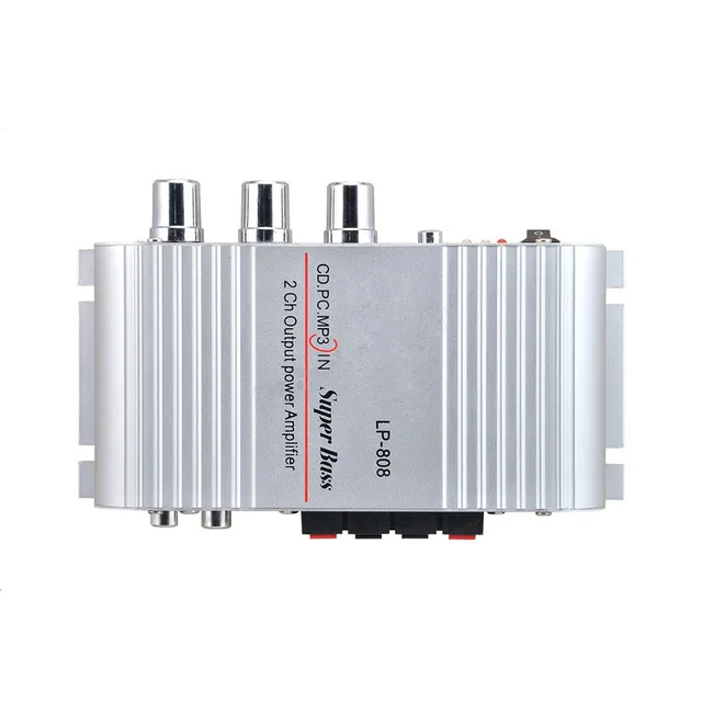 Special Price LP-808 2.0 channel 2X20W RMS output power amplifier Mini Hi-Fi Audio Stereo Amplifier For Cars Motorcycle Boat PC MP3 DVD