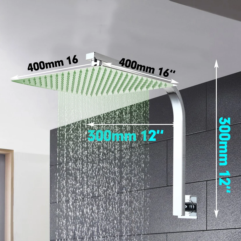 Monite 8 12 16 дюймов, набор для ванной, душевой кран, ультра-тонкая панель, настенный смеситель с дождевой насадкой, водопад, дождь, смесители для ванной комнаты