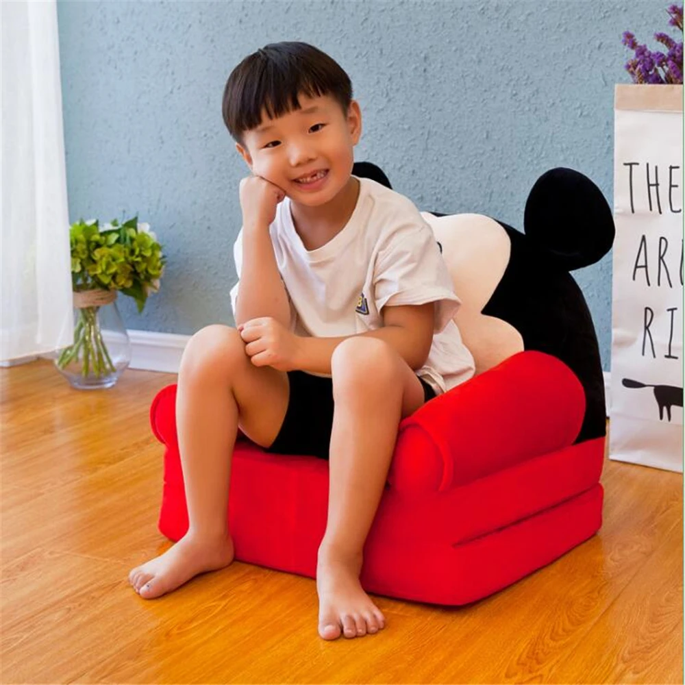 Kid Cartoon Foldable Sofa Baby Folding Crown Seats Chair Lie Infant With Filling Portable Children soft Plush Seat Cushion Toys