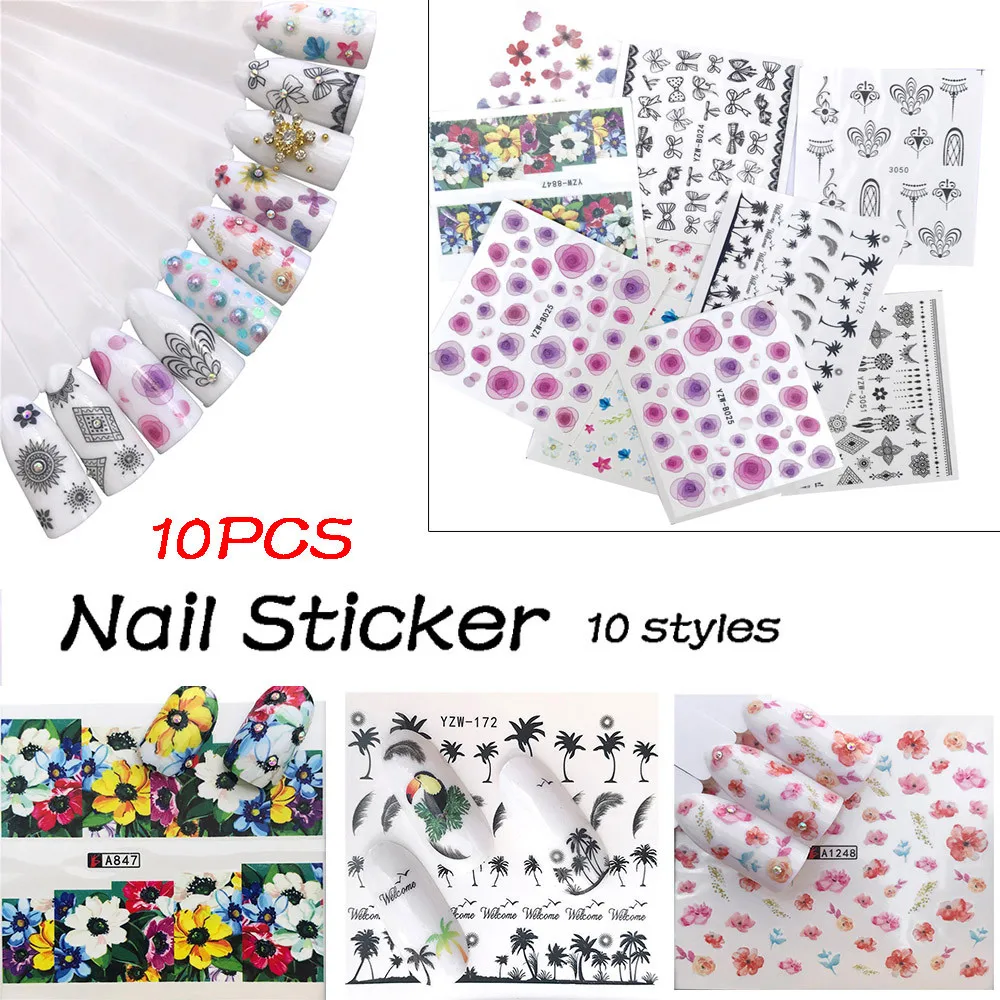 

10pcs Flower Leaves Dreamcatcher Daisy Nail Stickers Fashion New Arrival Colorful Nail Gel Polish Nail Art Tips Decoration