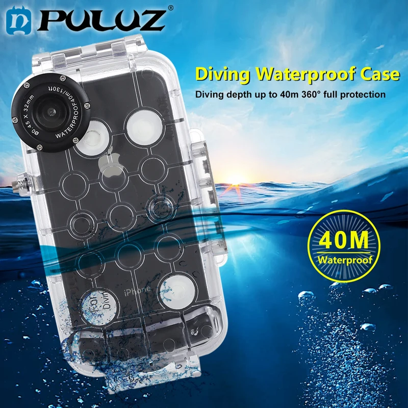 PULUZ 40 м/130 футов Водонепроницаемый чехол для iPhone 7 8 7P 8P XR XS MAX Huawei P20 Pro Galaxy S9 s9 +