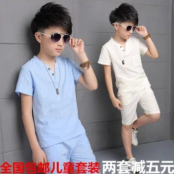 

Boys child set summer fluid shorts short-sleeve children's clothing child thin twinset