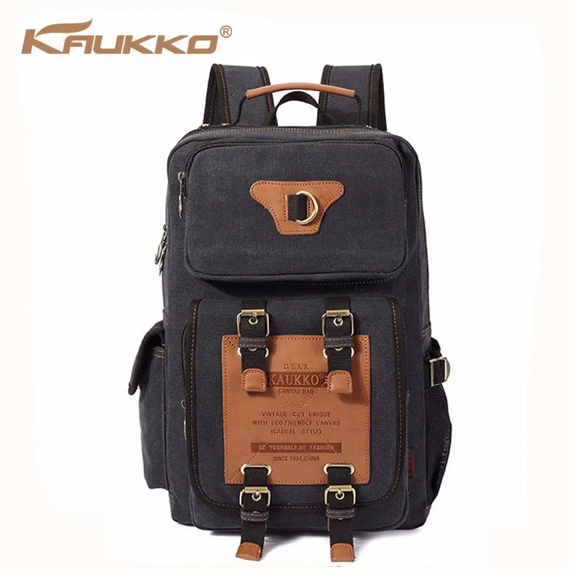 

KAUKKO New Fashion Men's Backpack Vintage Canvas Backpack School Bag Large Capacity College Schoolbag Leisure Laptop Bookbag