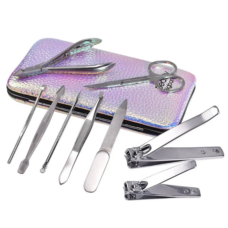 BeautyBigBang Nail Art Manicure Set Kit 9PCS Vintage Stainless Steel Nail Clipper Nipper Cutter Scissor Tweezers Nail Art Tools