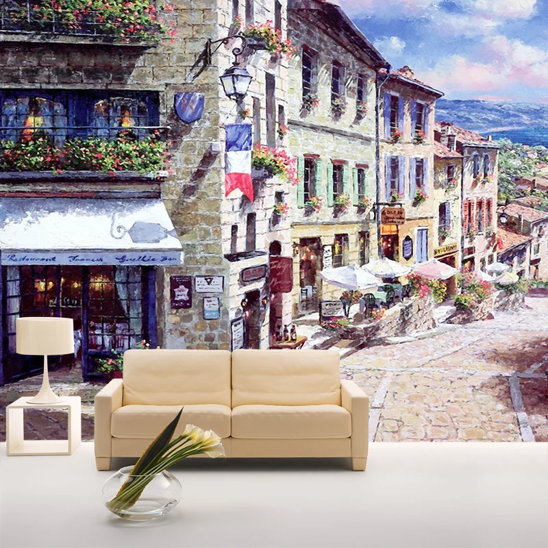 Mural Mode Nostalgia Vintage Yang Singkat Mural Tv Latar Belakang 3d Wallpaper Lukisan Minyak Bagus Kaya Gaya Eropa Kota Wallpaper Wallpaper For Paintingwallpaper Kiss Aliexpress