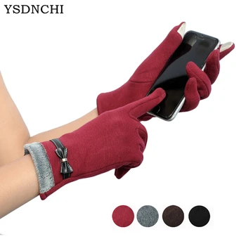 

Fashion Women Winter Gloves Female Ladies Girls Cotton Glove Outdoor Warm Full Finger Gloves Lace Bowknot Female Warm Gloves