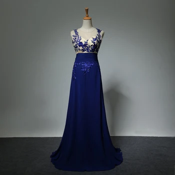

Fashion Lace Pearls Sexy Backless Long Dresses Bride Banquet Elegant Floor Long Party V -cut, Sleeveless Flowers Dress