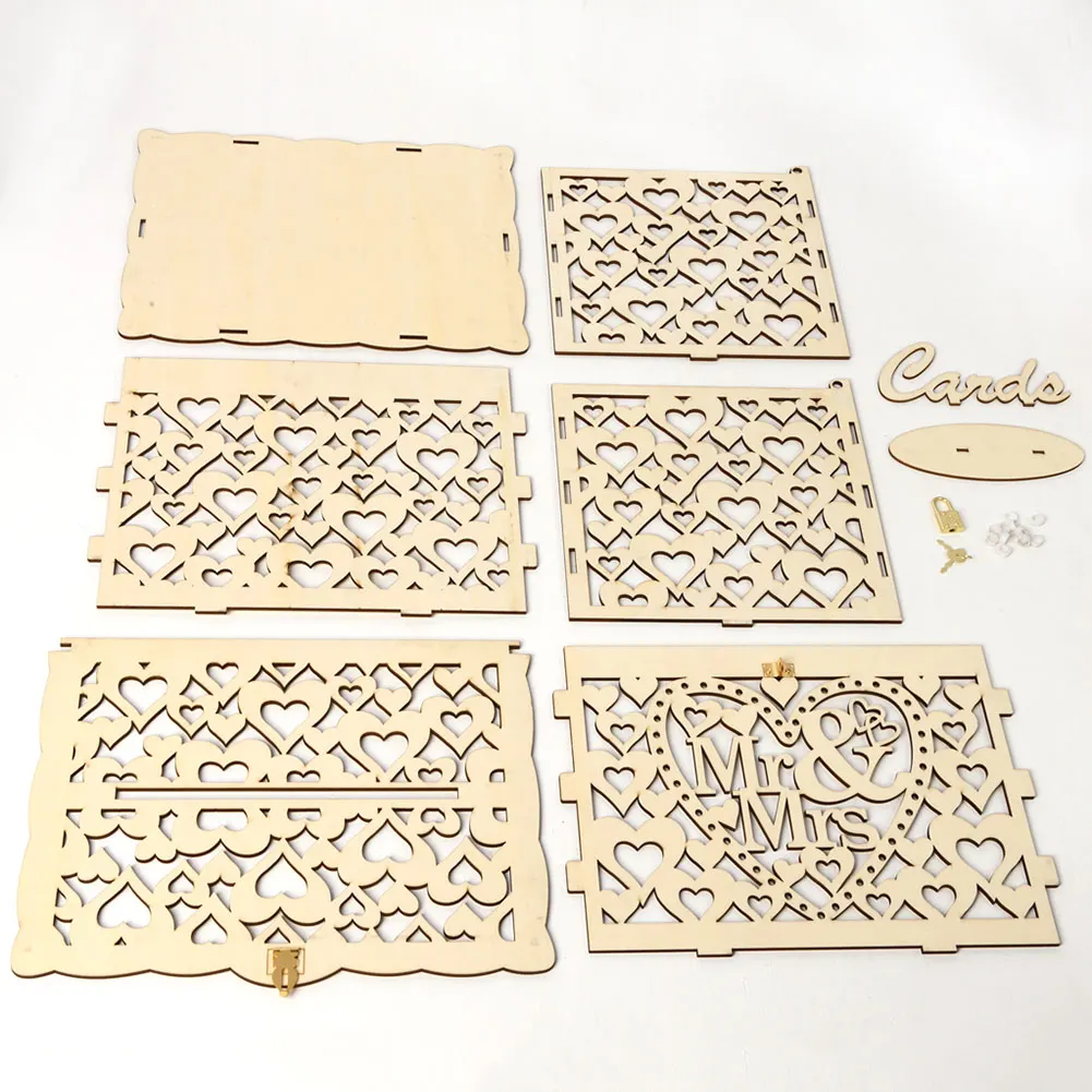 

DIY Wooden Wedding Card Box with Lock and Slot for Rustic Wedding Decoration SLC88