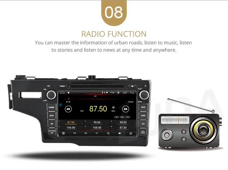 Clearance LJDA 1Din Android 9.1 Car Radio For Honda JAZZ FIT 2014 2015 WIFI Car Multimedia Player Stereo GPS Navigation DVD IPS Auto Audio 10