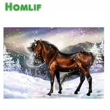 5d эйген фото обычай алмаз живопись Cheval dans la neige hristmas вышивка diy Вышивка крестом Рождественский Декор Горячая 925 glow