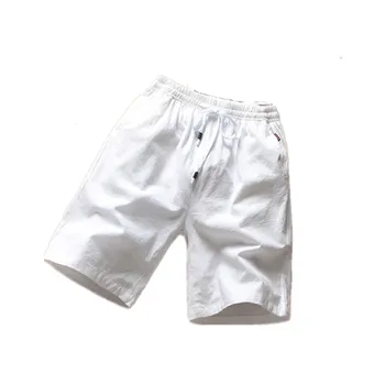 

2019 tide fashion Men's wear New products Flax male Five points shorts Summer Cotton linen Multicolor Waist rope pulling shorts