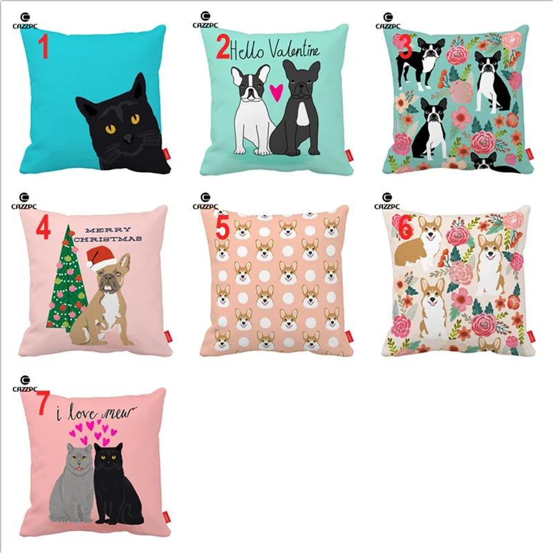 Corgi Anjing Bulldog Bunga Cinta Dot Kucing Hitam Cetak Kustom