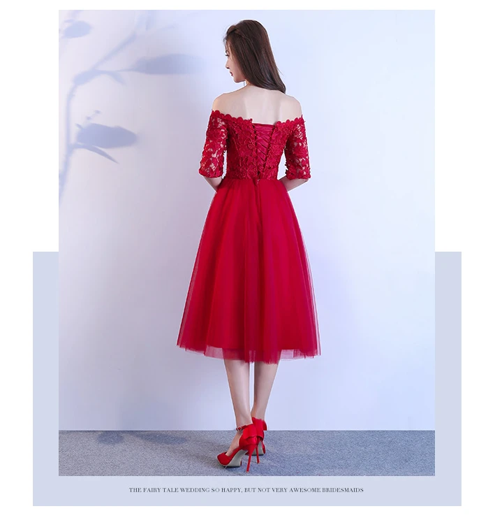 Robe de soiree кружевное платье длиной до колена, бургундское вино, красные элегантные вечерние платья, 2019 для коктейльного платья, элегантное